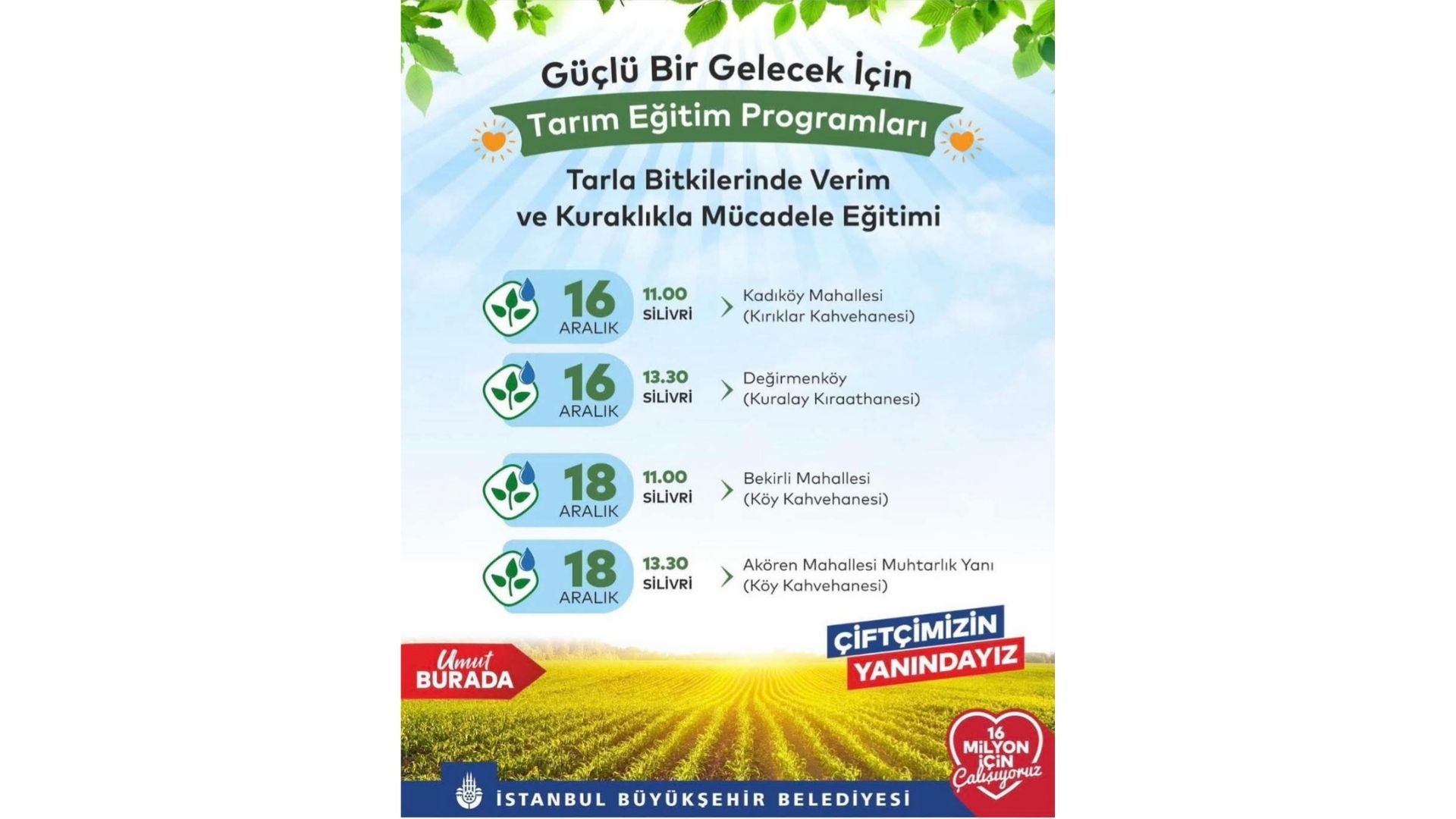 İBB’den Değirmenköy’de Çiftçilere Özel Tarım Eğitimi