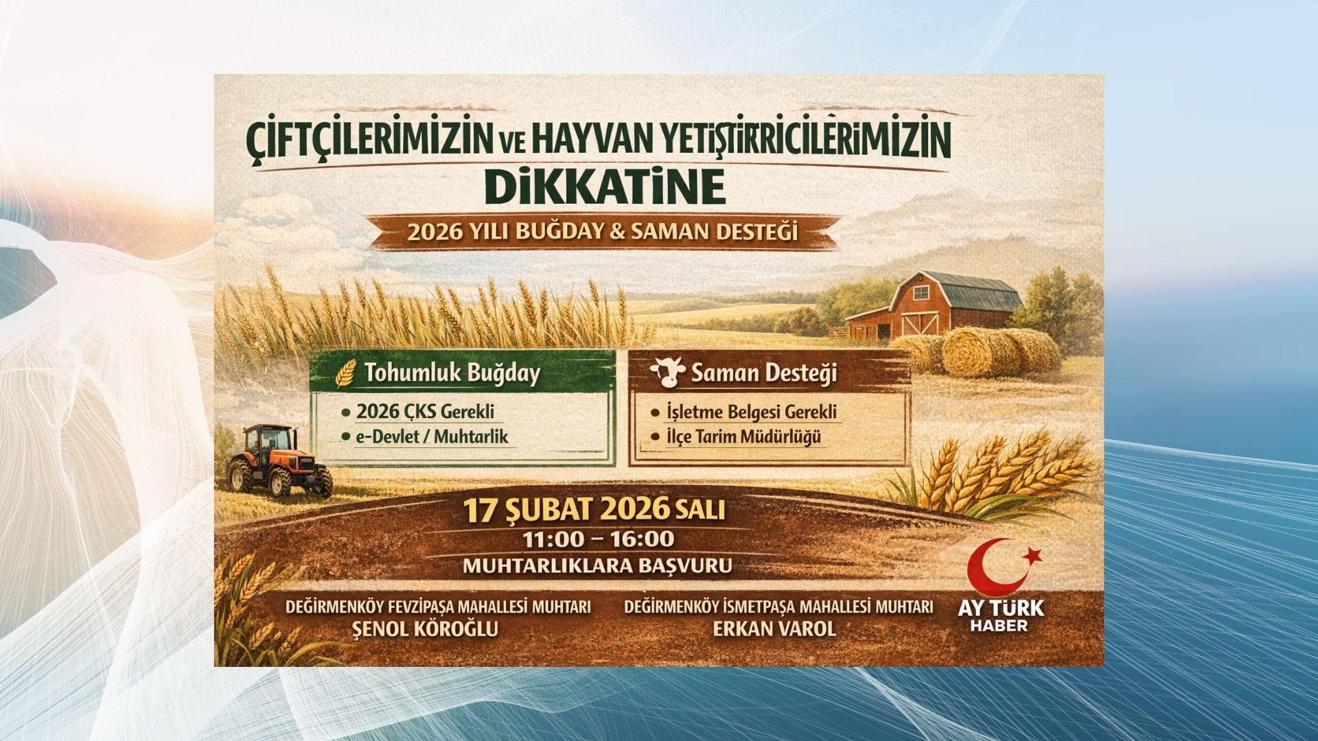 Muhtarlıklardan Üreticilere Destek Çağrısı